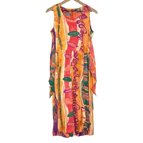 VINTAGE Rabbit Rabbit Rabbit Designs Dress Abstract Print 80s 90s Style Size 6 - Picture 4 of 12